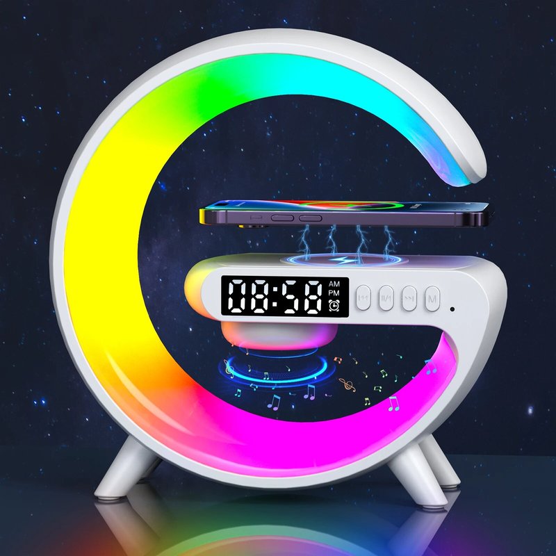 Multifunction Wireless Charger Pad Stand Speaker TF RGB Night Light 15W Fast Charging Station For IPhone Samsung Xiaomi