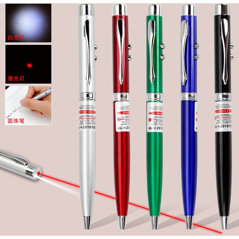 Multifunctional laser pointer pen with LED lamp infrared cat stick creative laser ballpoint pen printing LOGO