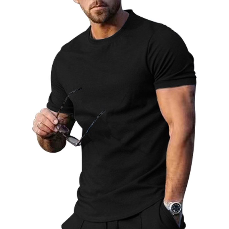 Spot Cross-border Europe And America Summer Men's Crew Neck Short Sleeve Solid Color Top Trend Loose T-Shirt