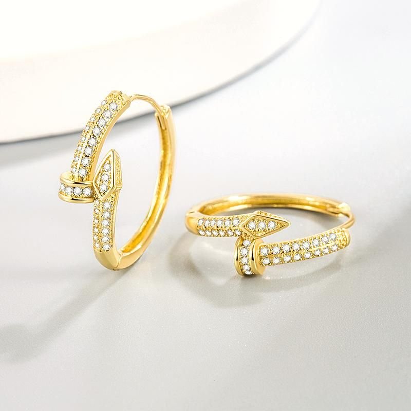 Super shiny full dia fashion earrings, golden snake ear buckles