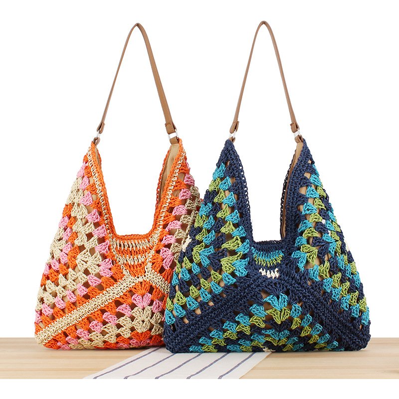 High capacity braided bag Everything stylish straw braided holiday commuter shoulder bag