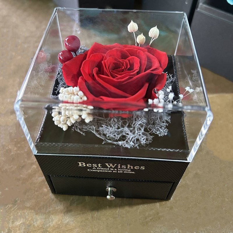 Eternal Rose real flower drawer necklace ring gift box Mother's Day Valentine's Day gift dried flower eternal flower jewelry box