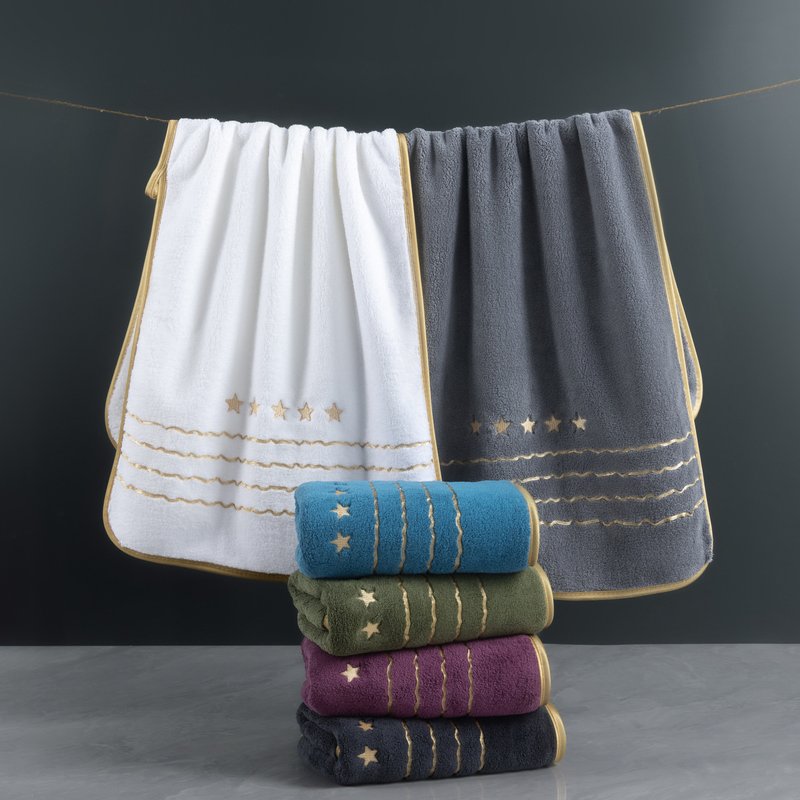 Towel Set Coral Fleece Fine Woven Bath Towel