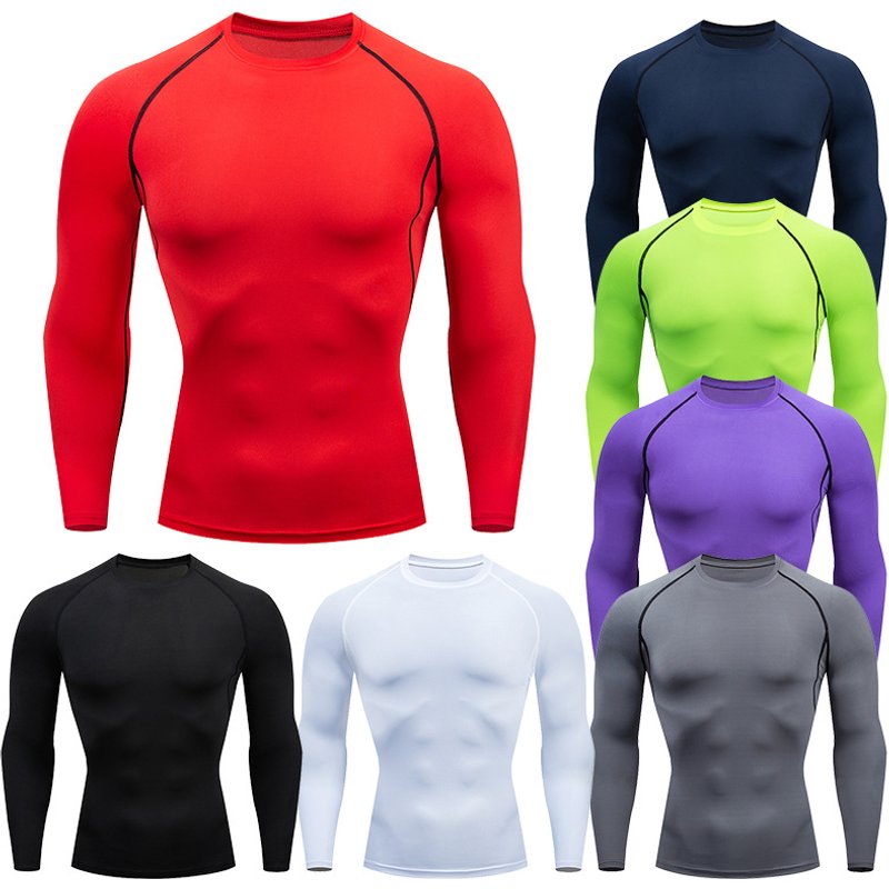 Men's Clothing of men's fitness clothing sports tight long sleeve quick-drying breathable stretch running T-shirt compression cycling clothing