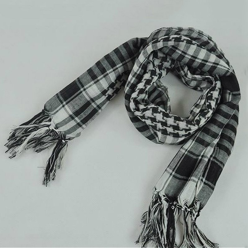 Unisex Scarf Cotton Lightweight Plaid Tassel Arab Desert