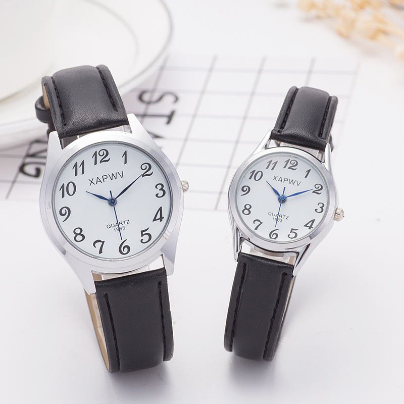 Karon xapwv Elderly Big Digital Couple Women and Men's Watch Waterproof Casual Belt Straight