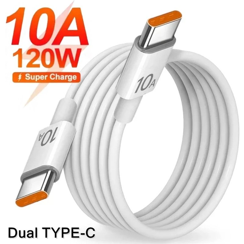 Universal 120W 10A Fast Charger PD Dual USB C To Type C Quick Charging Cable High-speed Data Transfer Wire Cord For Samsung Mi