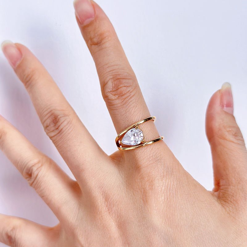 Women's Jewelry Personalized Design Special Shaped Water Drop Ring Fashionable And Versatile Titanium Steel Ring