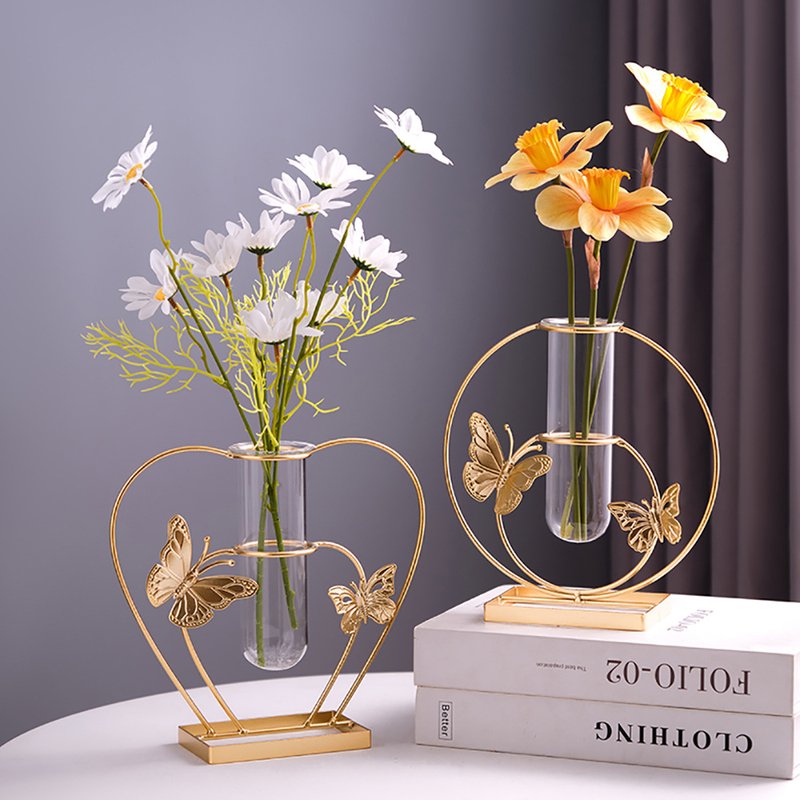 Home Furniture Flower Decoration Living Room Desktop Simulation Flower Arrangement Table Hydroponic Vase Decoration Light Luxury Style Decoration