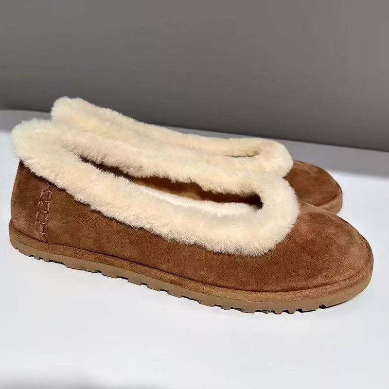 In Stock Ballet Snow Cotton For Women Thick Sole Slip-On Niche Furry Warm Autumn Winter Fleece Lined Single Shoes