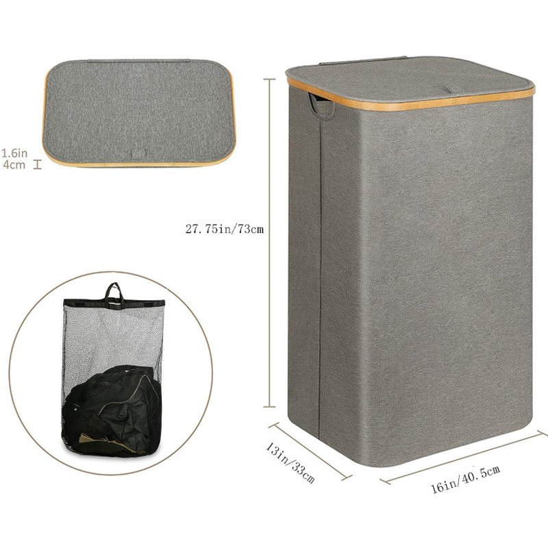 Home & Garden Home Bamboo Wooden Dirty Clothes Basket Bedroom With Inner Bag With Cover Foldable Dirty Clothes Storage Basket Bathroom Large Dirty
