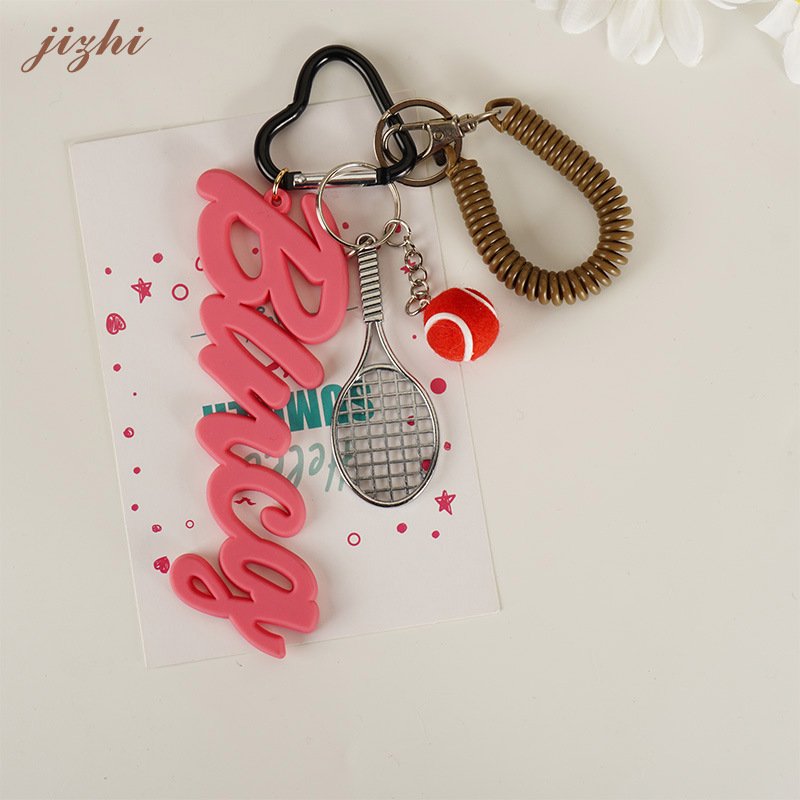 Bag Charm B's Pendant Niche Pink Keychain Pendant Letter Tennis Racket Bag Pendant High End Bag Pendant