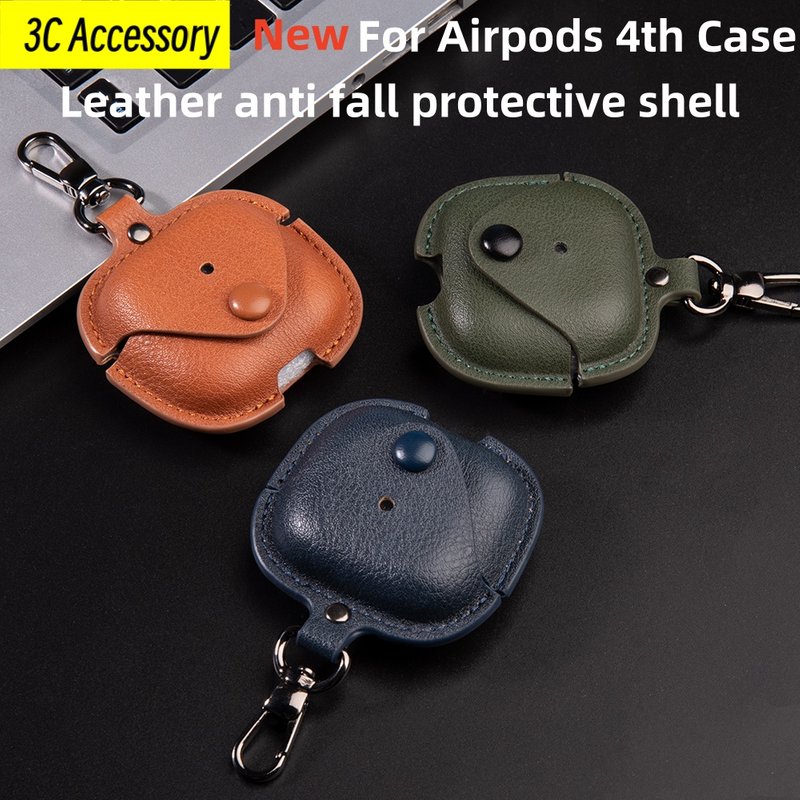 Case for Airpods 4th(2024)Capa Luxury Leather Design Anti Fall Protective for Men and Women 2024 Cases for Airpods 4 Cover Funda