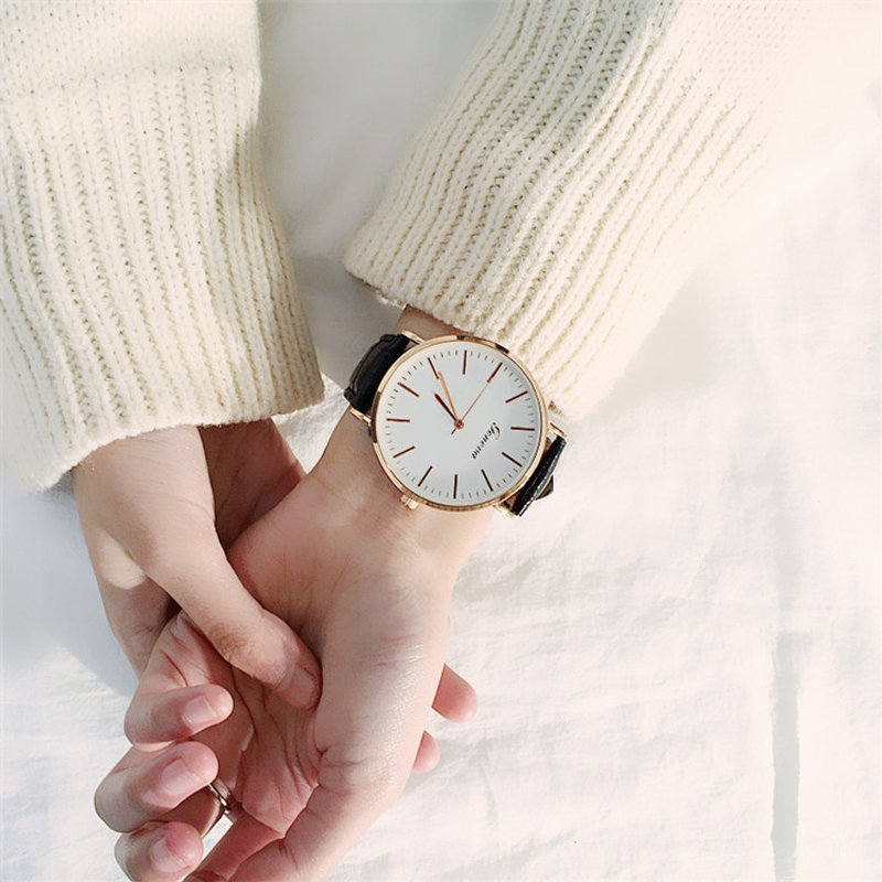 Fashion Trend Large Dial Student Women's Watch Korean Style Simple Watch Men's Casual Retro Belt Couple Quartz Watch