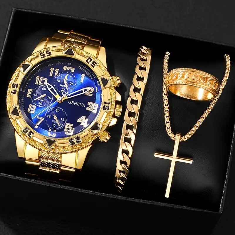 Gold Business Quartz Watch Movement Watch Men's Luminous Fashion High End Waterproof Watch Large