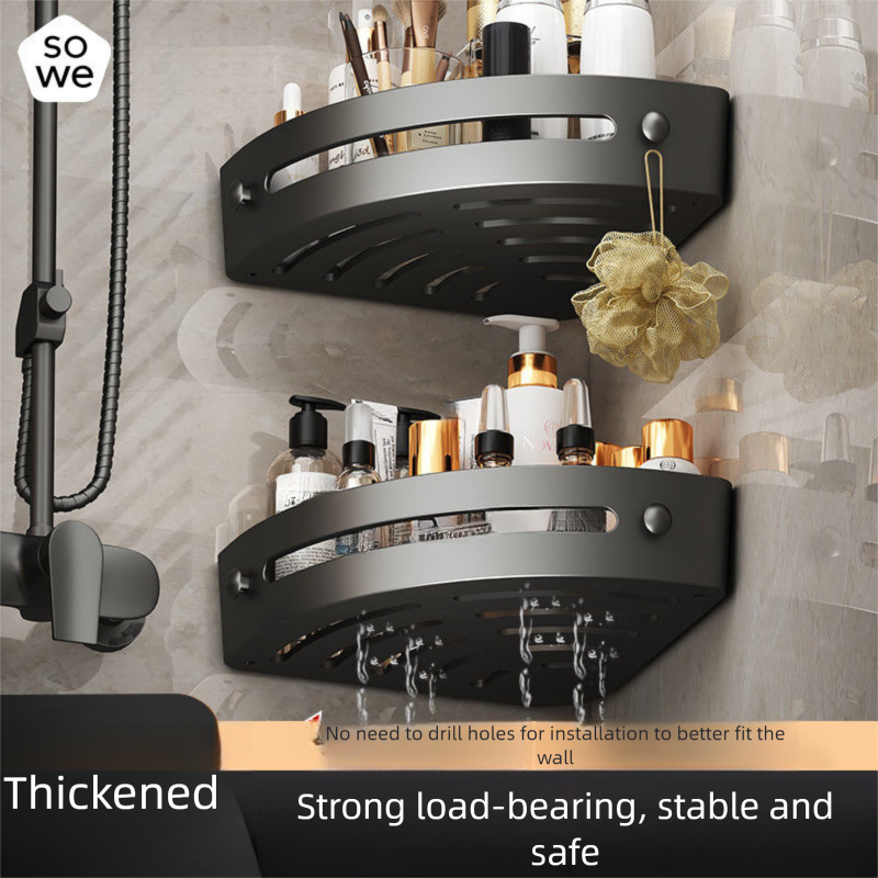 SOWE No-Drill Plastic Triangle Commercial Washstand Wall-Mounted Storage Rack Bathroom Kitchen Organizer