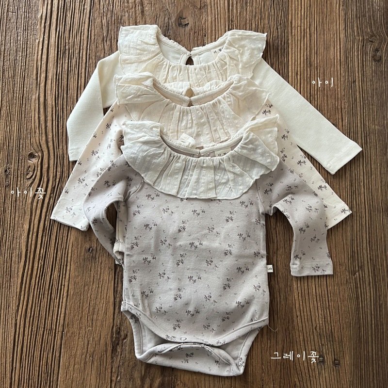 ALYCExiyuebaobao Spring INS Baby Girl Infant Toddler Lace Collar Romper Solid Color Floral Bodysuit