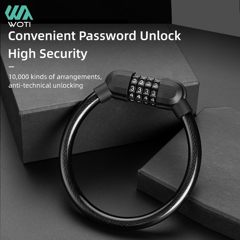 Bicycle Portable Anti Theft Password Lock Road Mountain Bike Four Digit Password Lock Cable Ring Lock Cycling Equipment