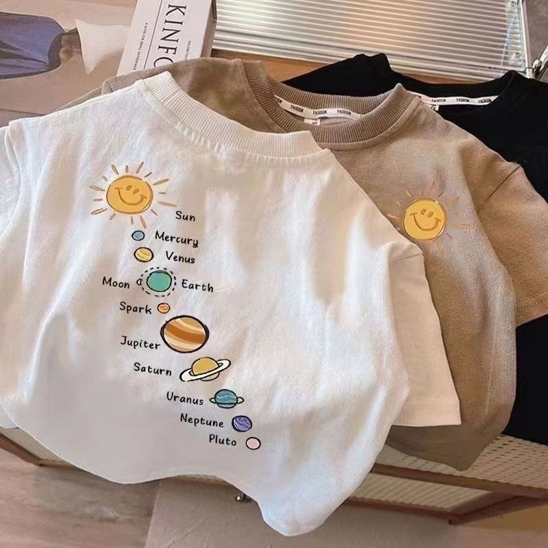 Kid's Clothing cotton boy short-sleeved T-shirt summer thin style cool handsome style loose small and medium children's tops