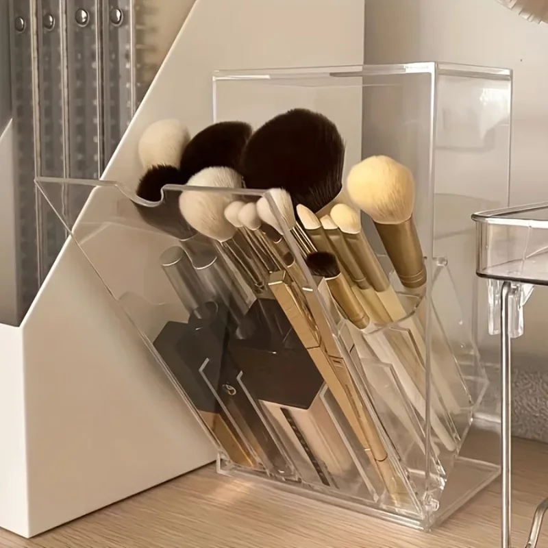 Tilt Lid Brush Holder - Transparent PS Organizer