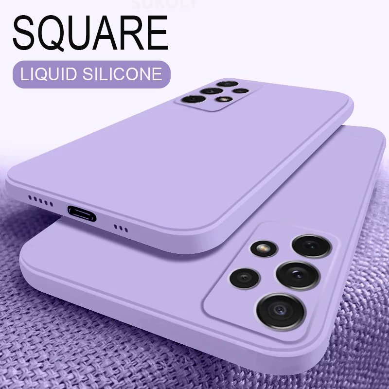 Square Liquid Silicone Case For Samsung Galaxy S22 Plus S22Ultra S20 S10 S9 A52 A72 A50 A70 A51 A71 Note 20 Ultra 10 Cov