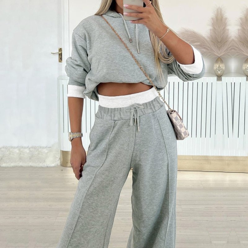 Women's Clothing Early spring outfit suit 2024 spring new women's casual hooded sweatshirt sports wide leg pants two piece suit