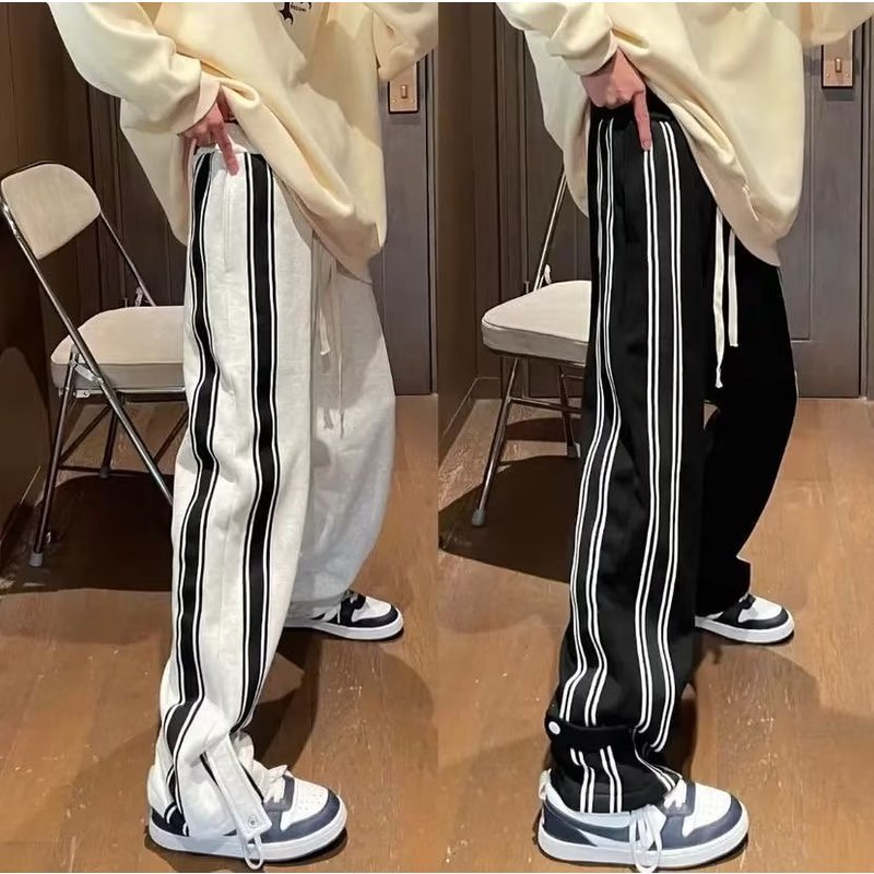Spring casual men's new classic versatile trendy brand loose hanging straight leg three bar sports running basketball