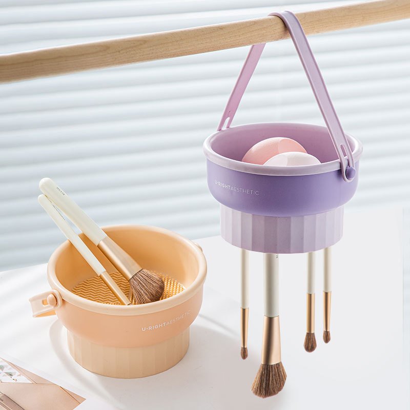Makeup Brush Cleaning Box Silicone Beauty Sponge Cleaner Set Cosmetic Brush Washing Cup Storage Case Puff Drying Rack