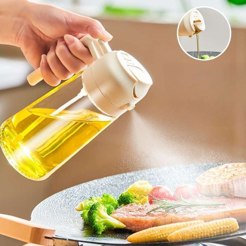 Oil Can Kitchen Household Glass Pouring Dual-use Air Fryer Spray Bottle Automatic Opening And Closing Oil Pot