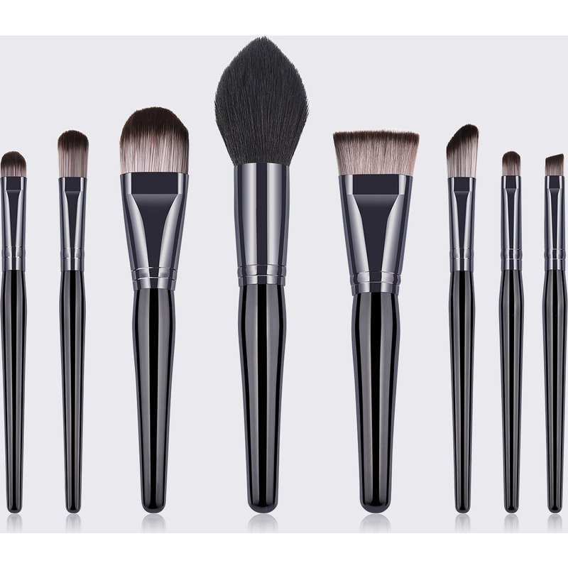8 new black large makeup brush set