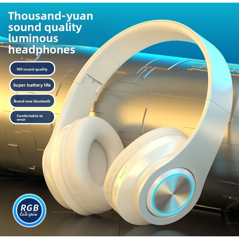 Cross-border Hot-Selling Light-Up Bluetooth Headphones Over-Ear Heavy Bass Wireless Sports Gaming Gift Headset No Lagging
