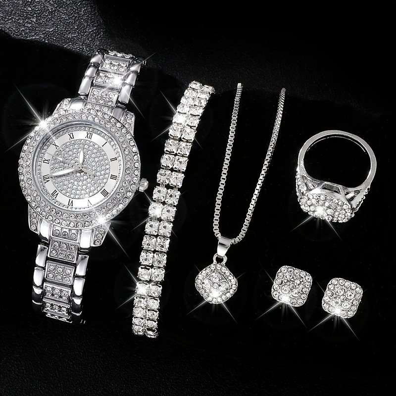 Diamond-encrusted Roman Women's Quartz Watch Women's Watch Bracelet Daily Commute Leisure Birthday Valentine's Day Gift