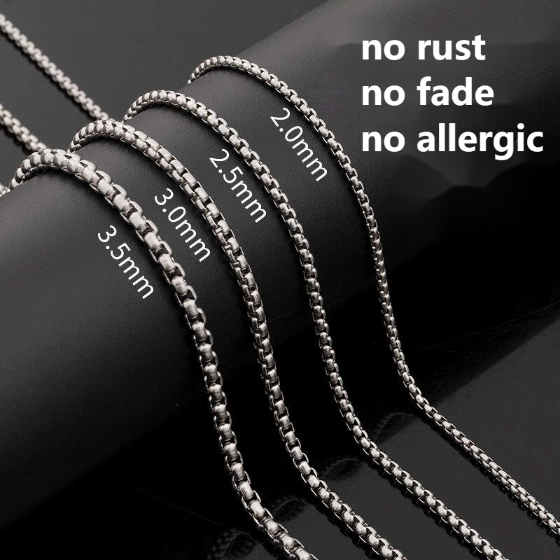 Hot Selling Personalized Stainless Steel Square Pearl Chain Men's Necklace Trendy Hip-hop Titanium Steel Jewelry Accessories With Interlocking