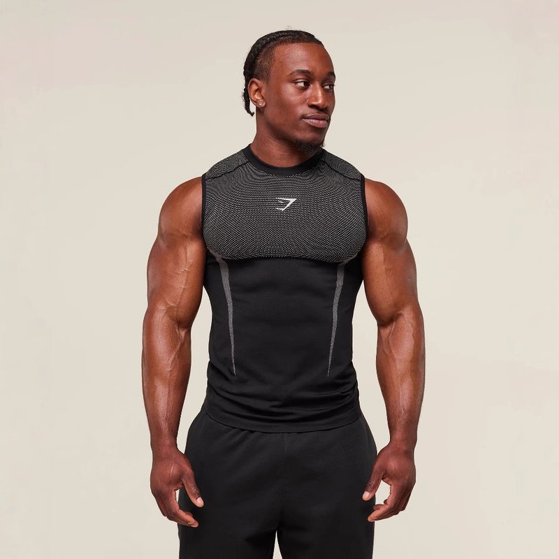 Men's Fitness Vest Top Casual Breathable Tight Fitting Running Training Short Sleeve Muscle Shark