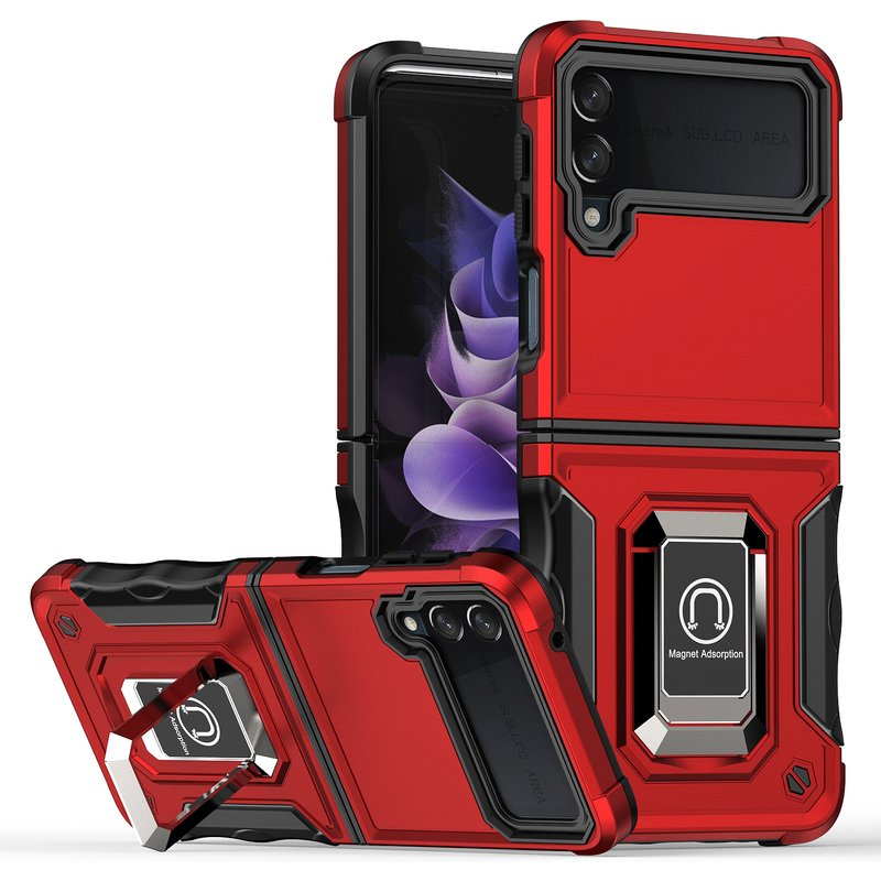 Shockproof Armor Case for Samsung Galaxy Z Flip 4 5G Rugged Ring Case Kickstand Cover for Samsung Z Flip4 Heavy Duty Sta