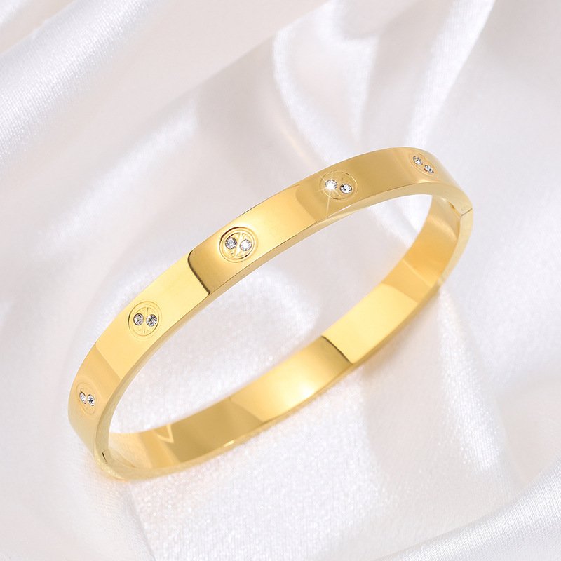 Jewelry & Accessories fashion diamond studded titanium steel bracelet for girls high end gold plated niche design versatile bracelet