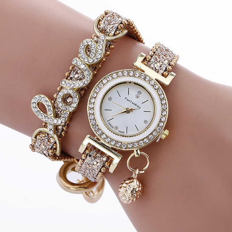 hot explosion diamond alloy bracelet watch love hanging ball nail face ladies quartz watch