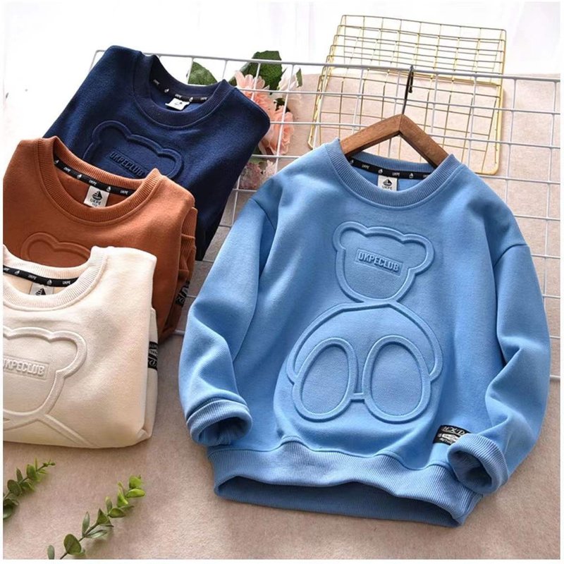Boys' Cotton Hoodie Soft Casual Long Sleeve Pullover Sweatshirt For Kids (3-8 Years, 100-140cm) - Light Blue, Navy, Beige, Brown
