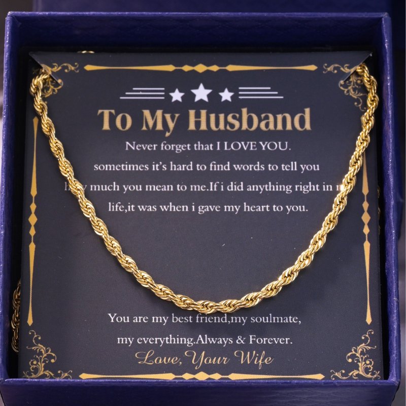 Fashion simple street simple twist chain partner husband gift box card packaging long necklace 60cm