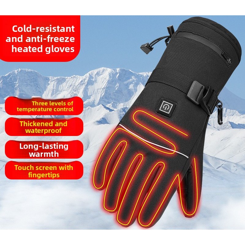 Trade Thermal Three-Level Cold-Proof Outdoor Cycling Skiing Electric Heated Windproof Touchscreen Gloves