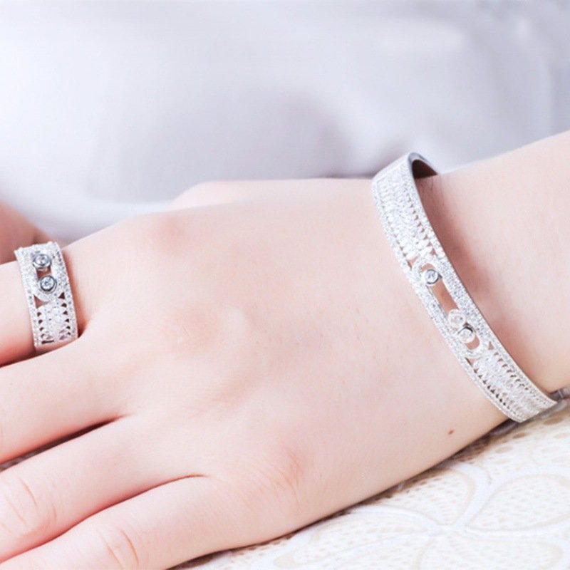 Ring and bracelet set series hot jewelry micro inlaid zircon smart round beads can be matched with bracelets