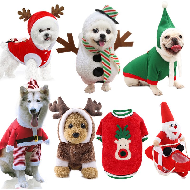 Christmas Small Big Dog Christmas pet supplies clothes Teddy Cat cotton-padded clothing funny autumn and winter old elk