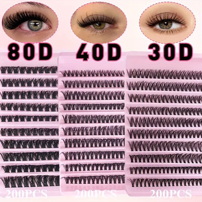 Eyelashes Set 30D/40D/80D Segmented Eyelashes False Eyelashes Large Capacity DIY Eyelashes Set + Double Head Glue + Tweezers