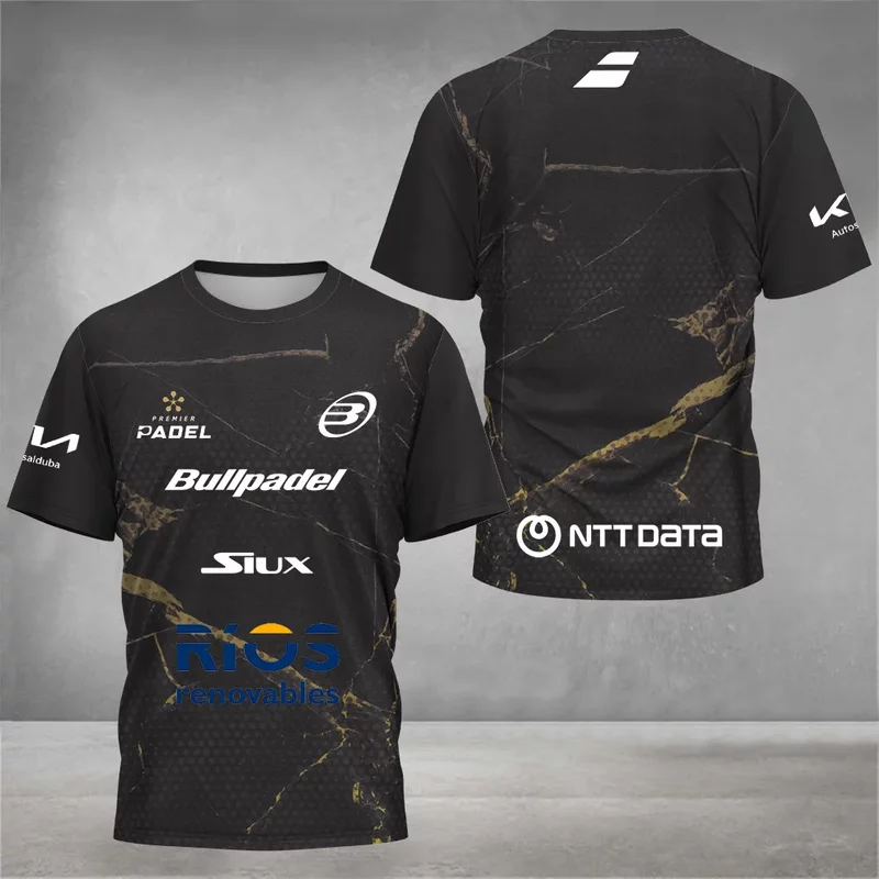 Hot Quick Dry Breathable Padell Tennis Fan T-shirt Men's Tennis Training Short Sleeve Clothing Spring Summer 3D Printed O Collar