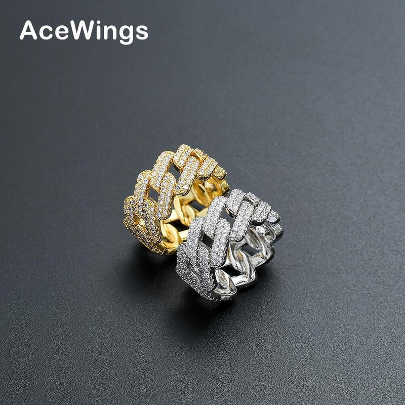 Men's Jewelry Hip Hop Rings Full Zirconium Cuban Rings Rap 11mm Trendy Couple Rings