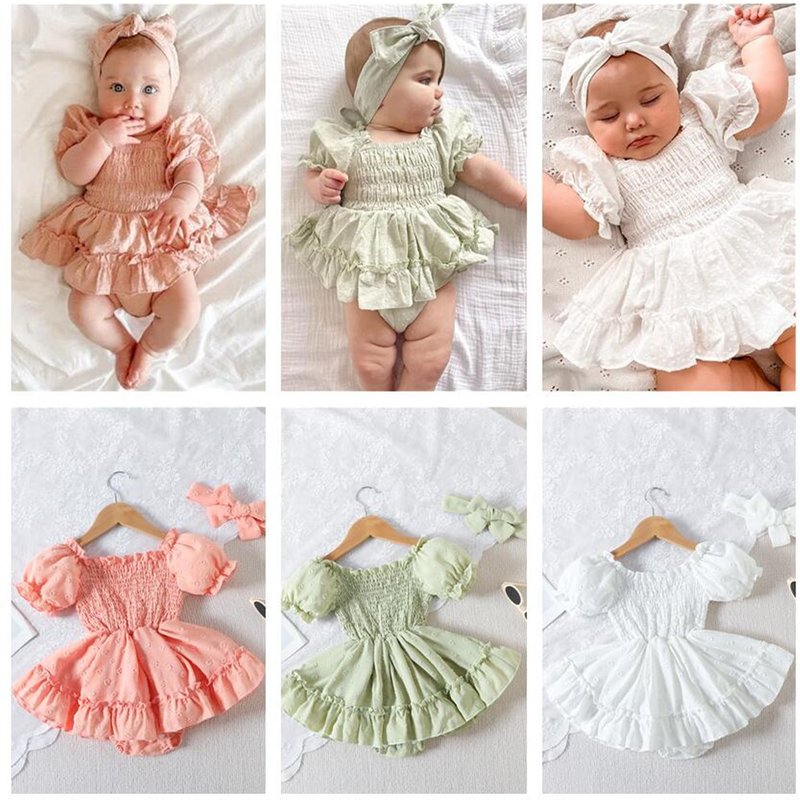 Kids’ Clothing new baby dress your baby solid color lotus leaf lace one year old dress