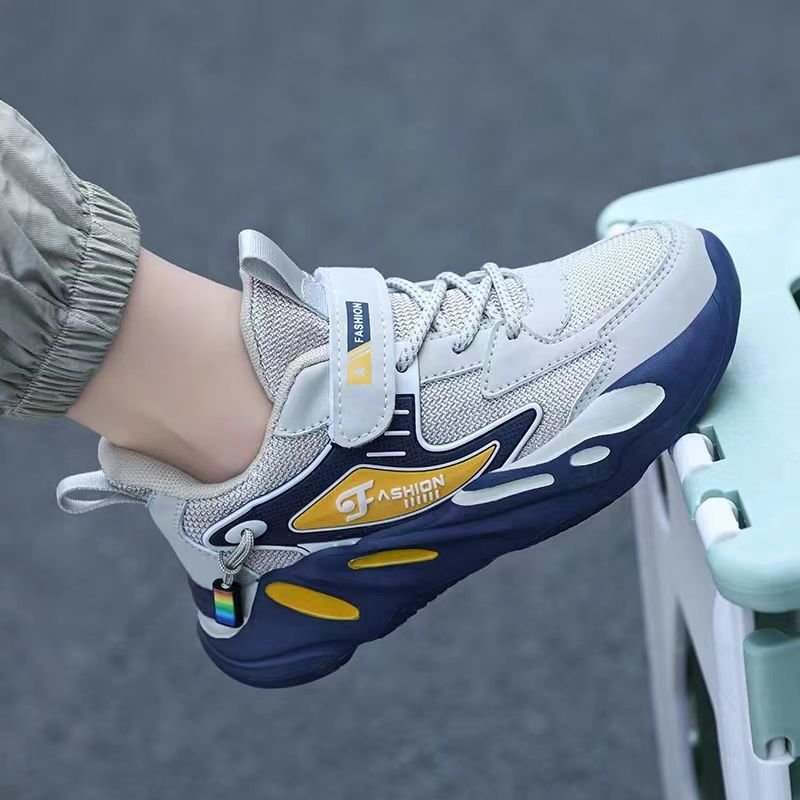 Children's Shoes Sports Spring And Autumn School Season Running Shoes Medium And Large Children's Mesh Leather Casual Shoes