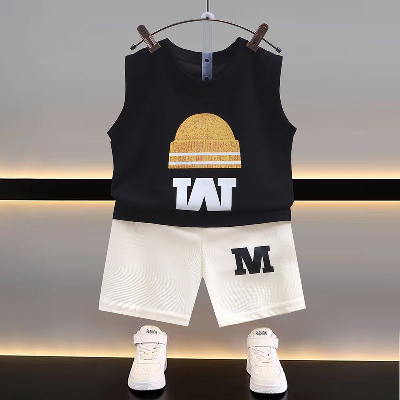 Boys Summer Sleeveless 2024 New Children's Summer Clothing Sports Fashionable Boy Vest Handsome Loose Suit Wholesale