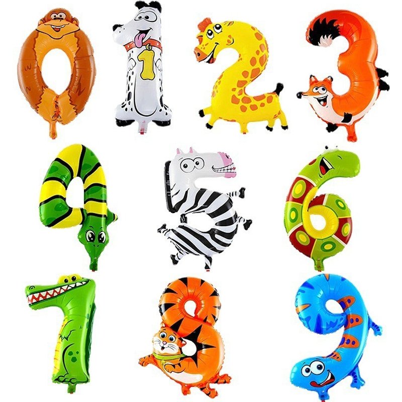 16" Animal-Themed Foil Number Balloons (0-9) – Vibrant Party Decor For Birthdays, Holidays & Special Celebrations