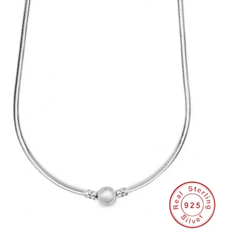 Necklaces Sier Simple Snake Necklace Fit Original Bone Charm Bead Pendant For Women Pandor DIY Jewelry Accessorie 230426